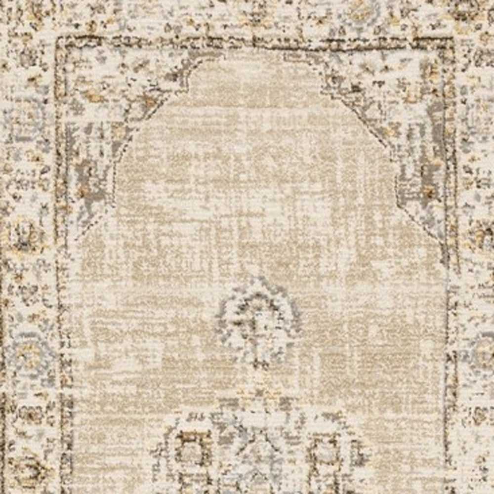 2'X3' Beige And Ivory Center Jewel Area Rug