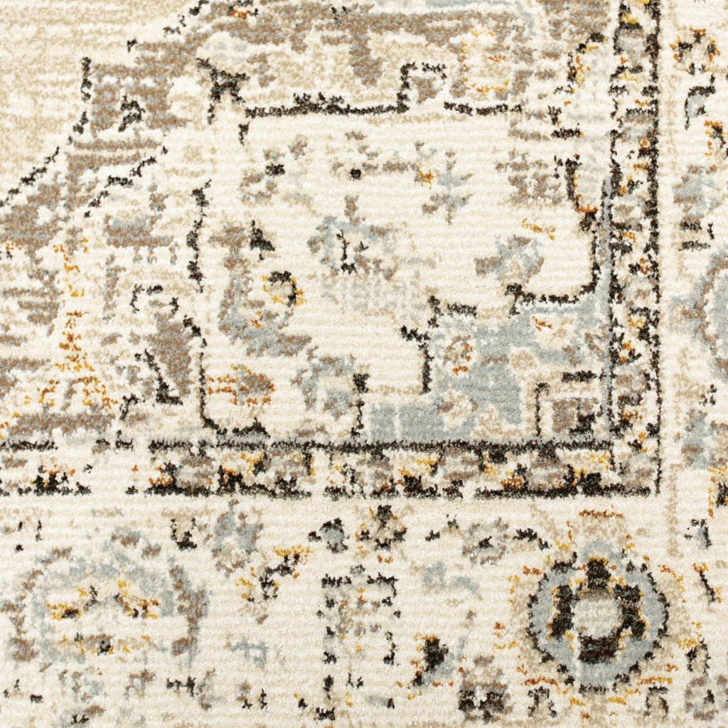 2'X3' Beige And Ivory Center Jewel Area Rug