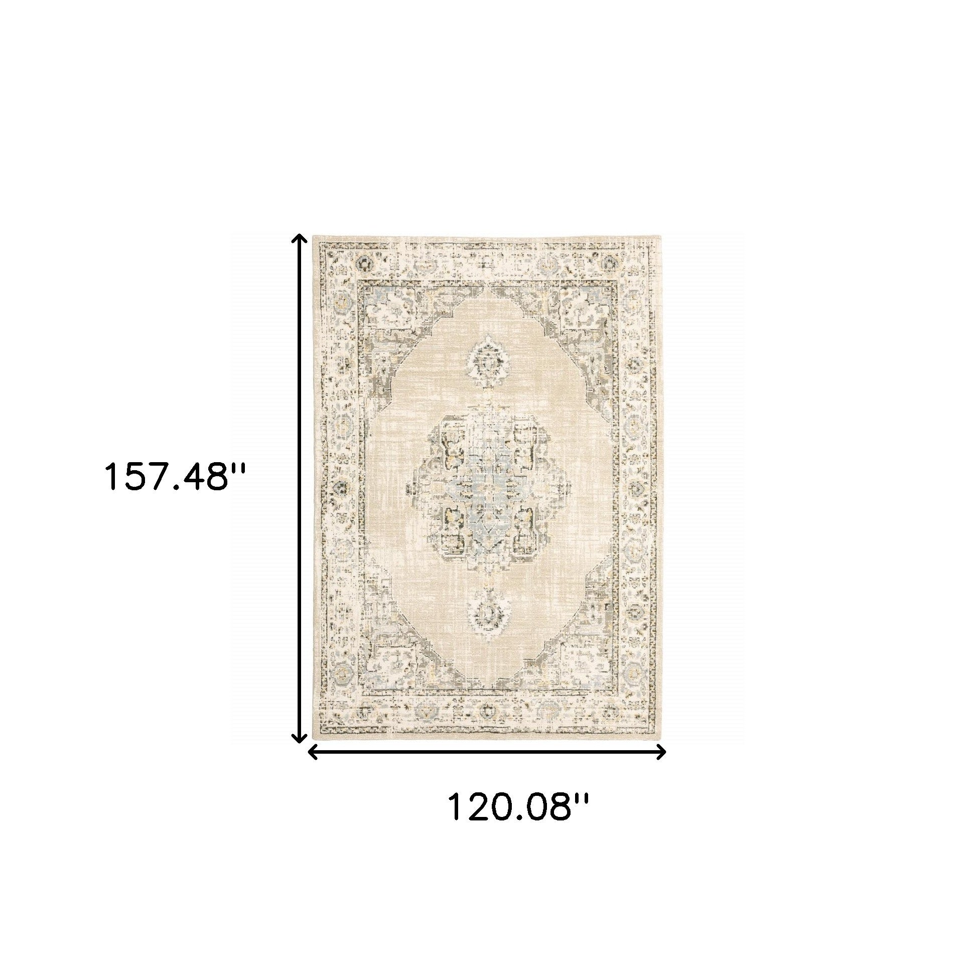 2'X3' Beige And Ivory Center Jewel Area Rug