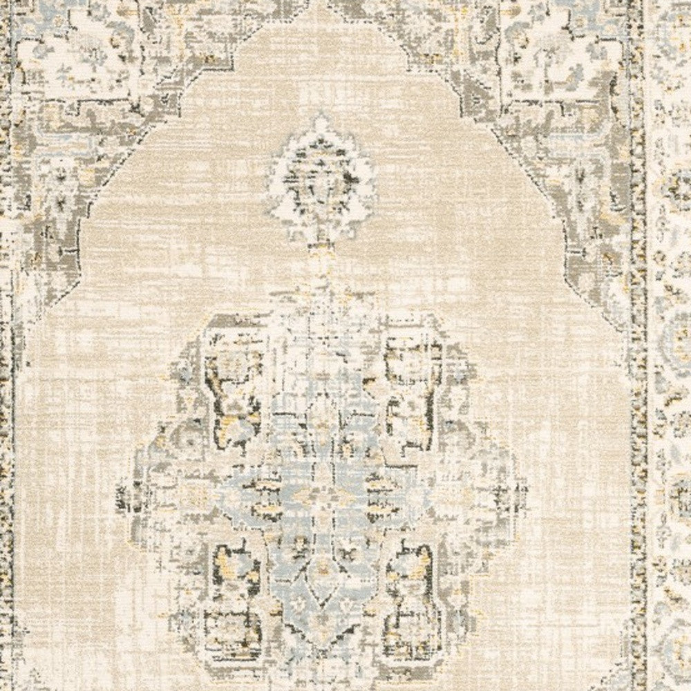 2'X3' Beige And Ivory Center Jewel Area Rug