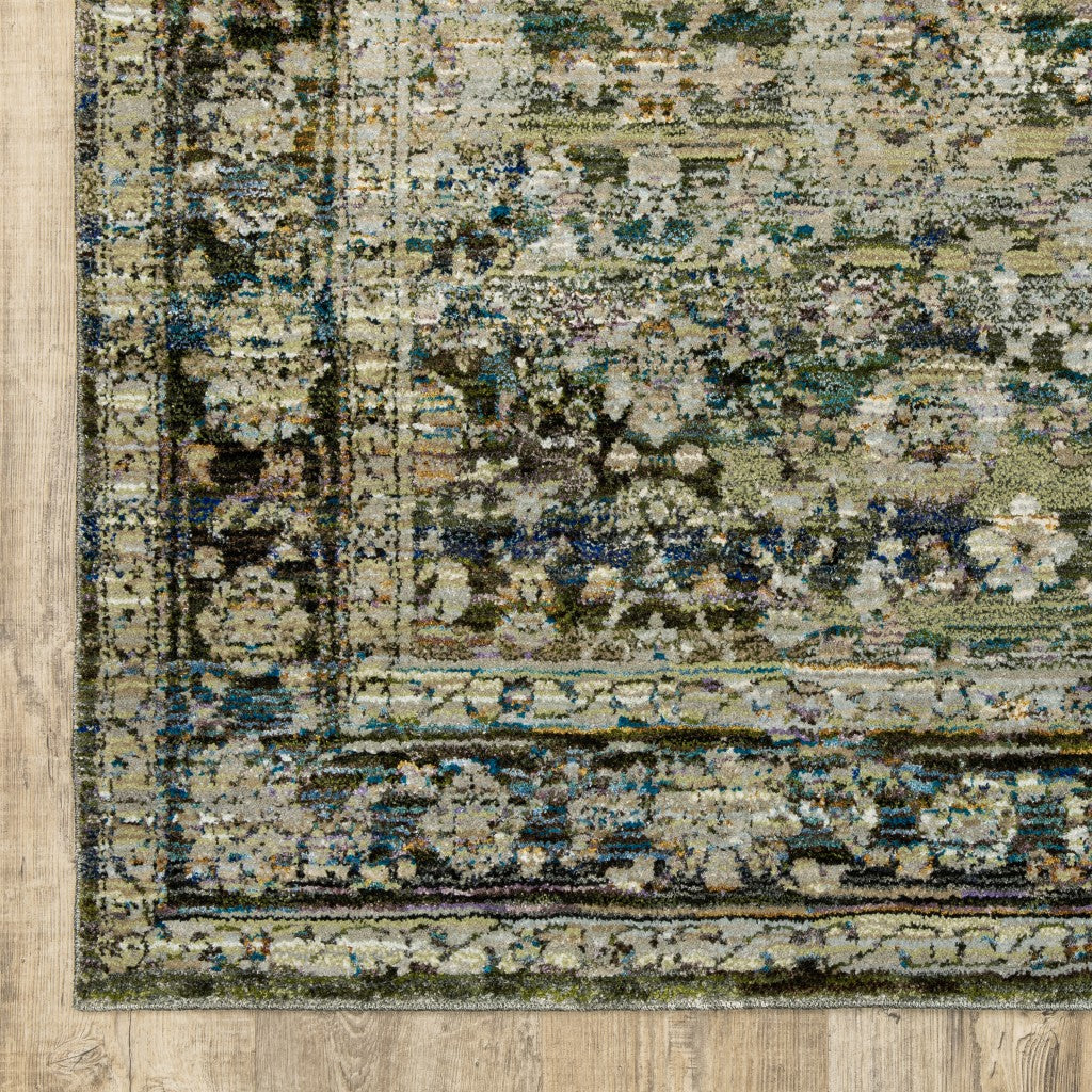 4'X6' Green And Brown Floral Area Rug