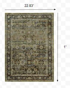 2'X3' Green And Brown Floral Area Rug