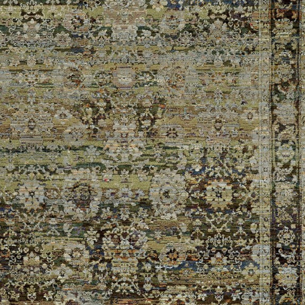 2'X3' Green And Brown Floral Area Rug