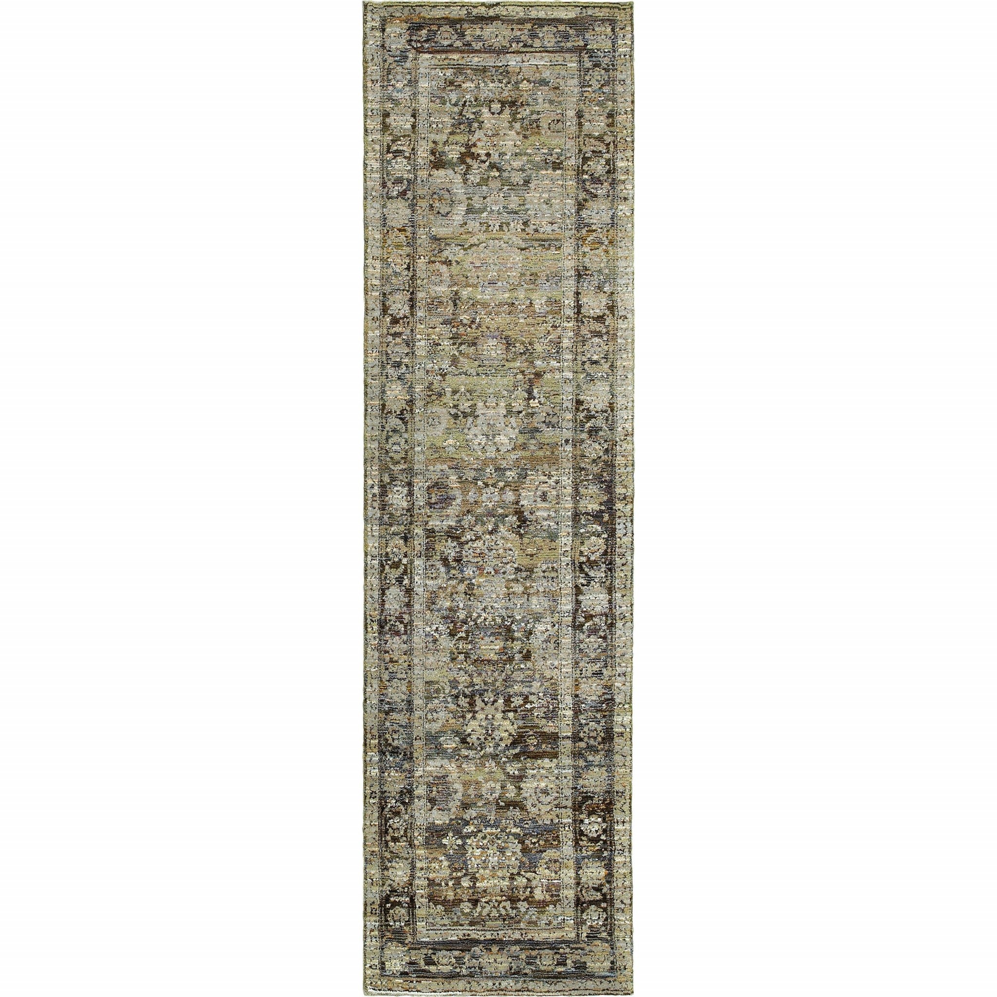 2'X3' Green And Brown Floral Area Rug