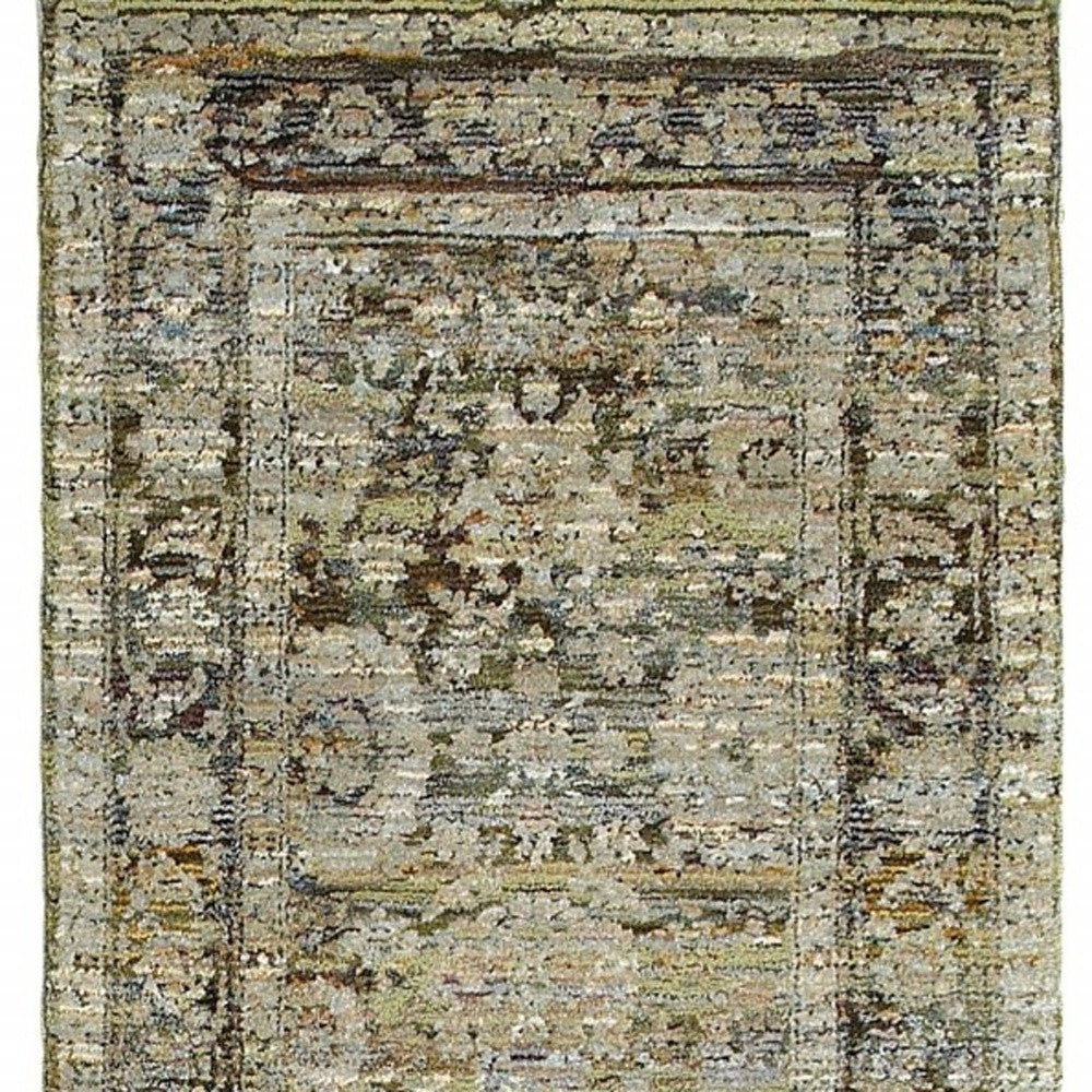 2'X3' Green And Brown Floral Area Rug