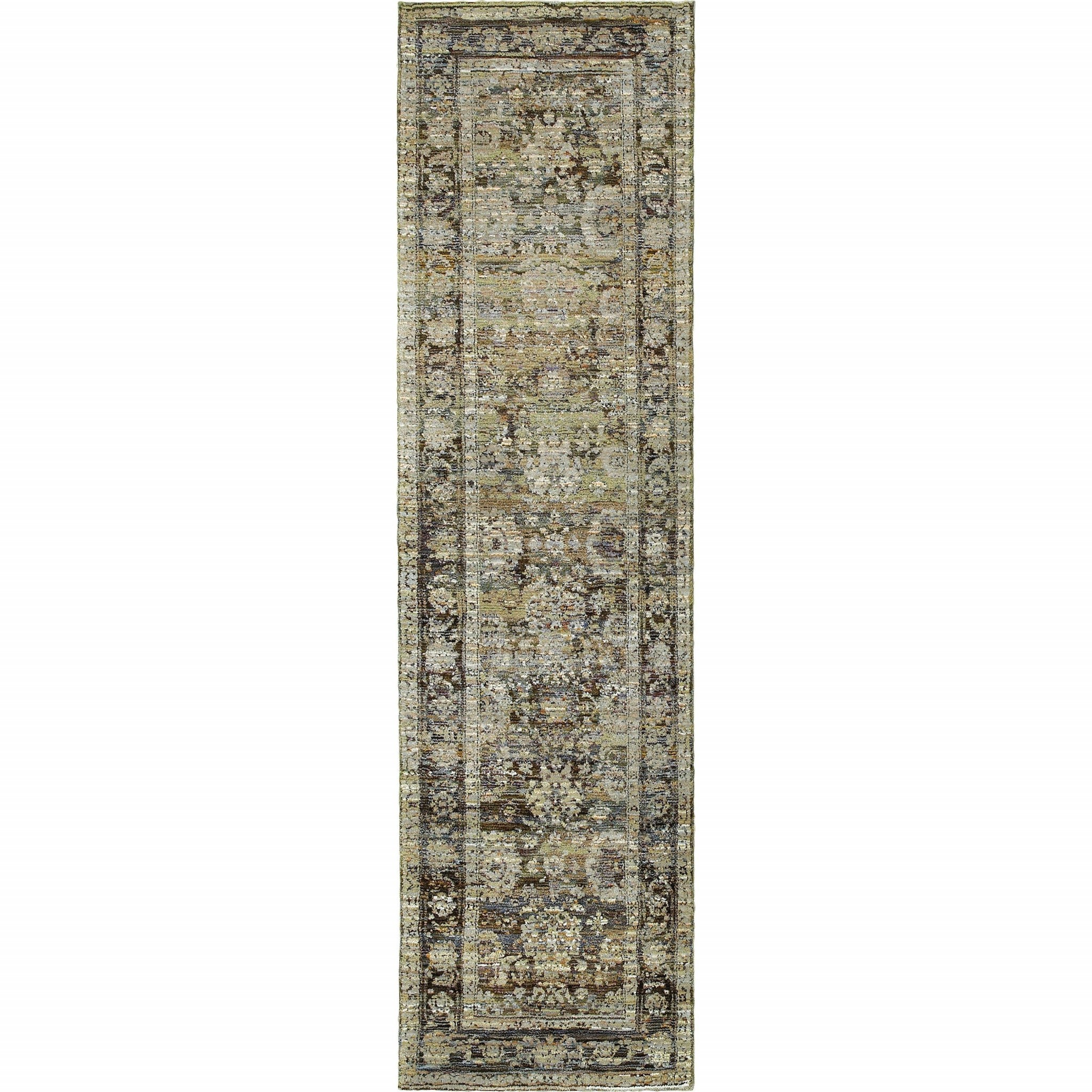 4'X6' Green And Brown Floral Area Rug