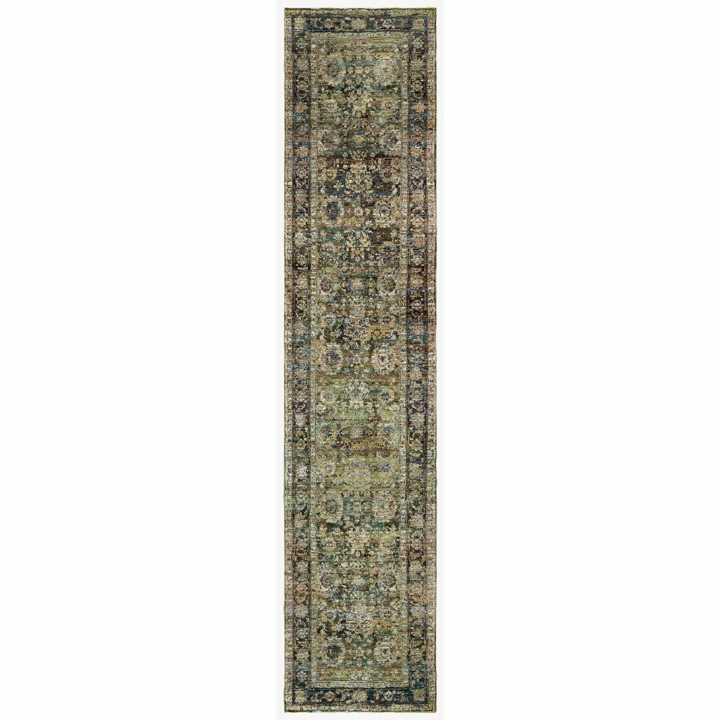 4'X6' Green And Brown Floral Area Rug