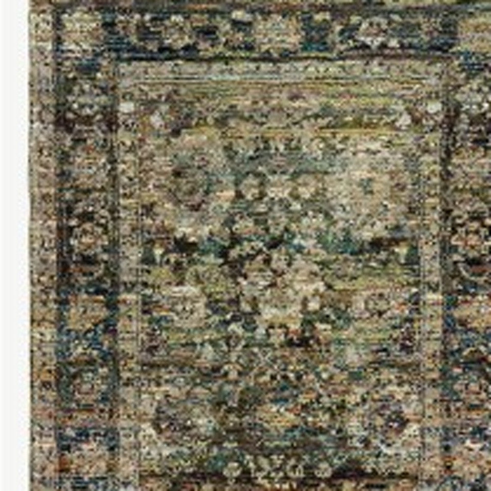 2'X3' Green And Brown Floral Area Rug