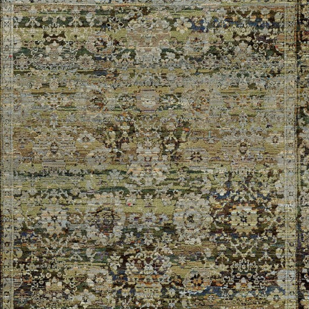 4'X6' Green And Brown Floral Area Rug