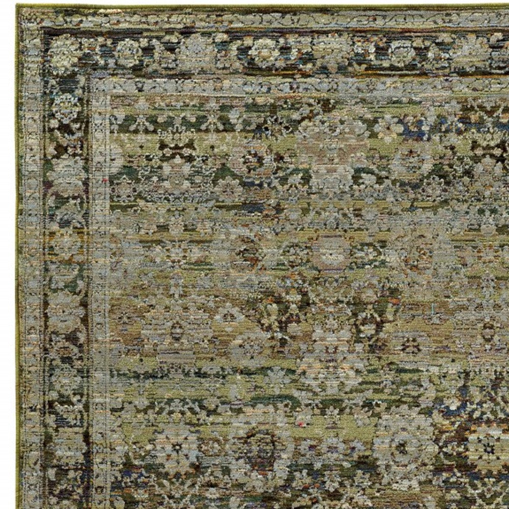 2'X3' Green And Brown Floral Area Rug