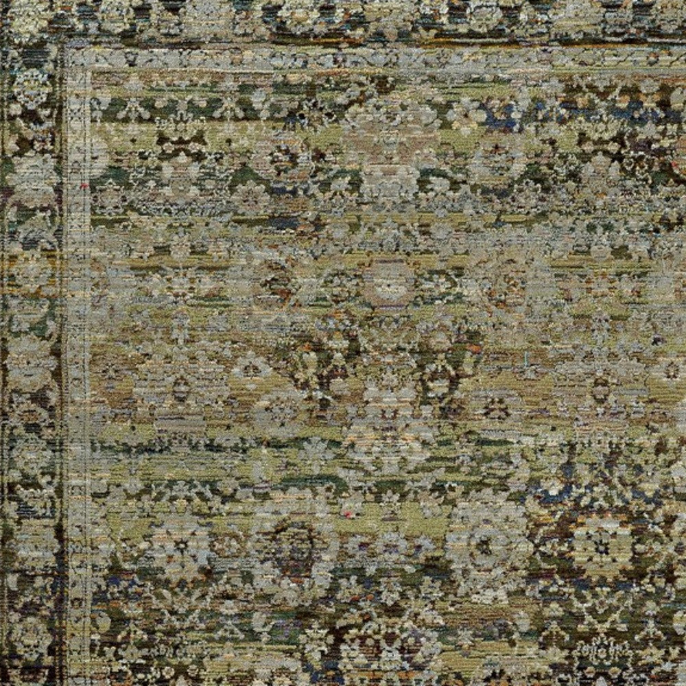 2'X3' Green And Brown Floral Area Rug