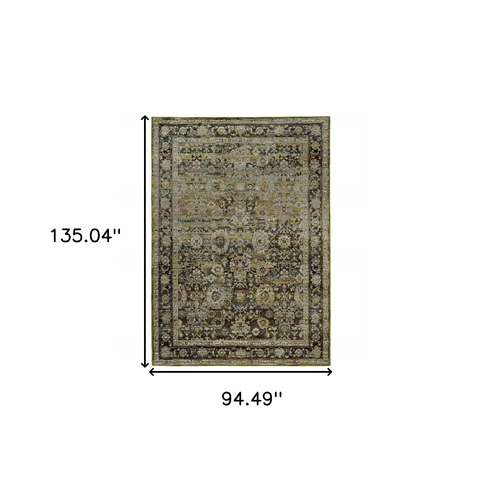 4'X6' Green And Brown Floral Area Rug