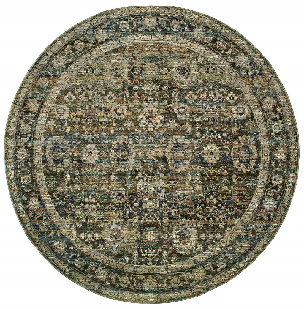 2'X3' Green And Brown Floral Area Rug