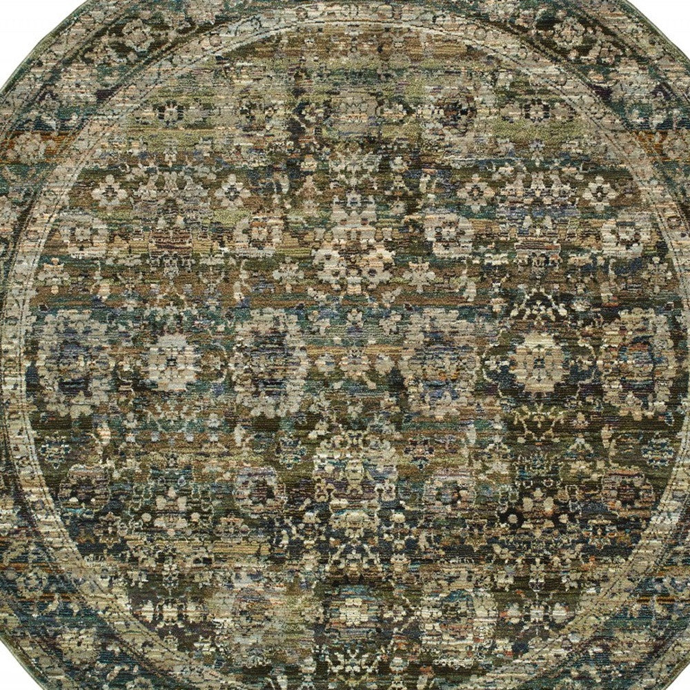 2'X3' Green And Brown Floral Area Rug