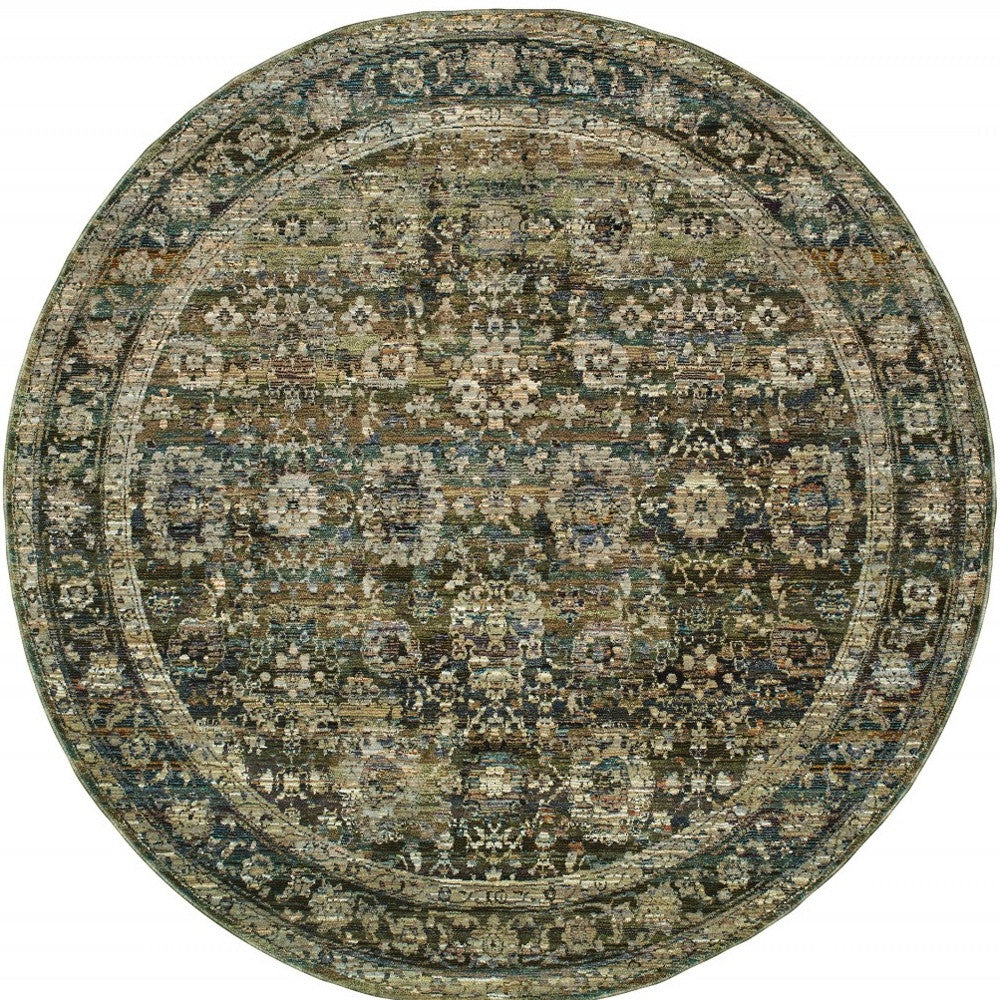 2'X3' Green And Brown Floral Area Rug