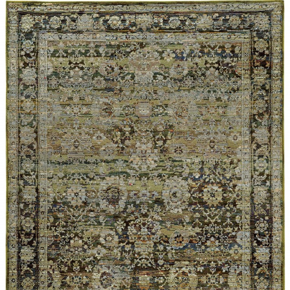 2'X3' Green And Brown Floral Area Rug