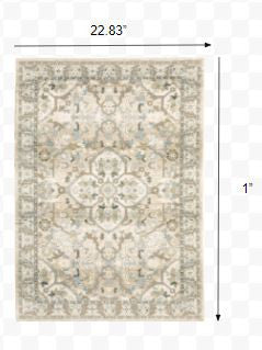 2'X8' Beige And Ivory Medallion Runner Rug