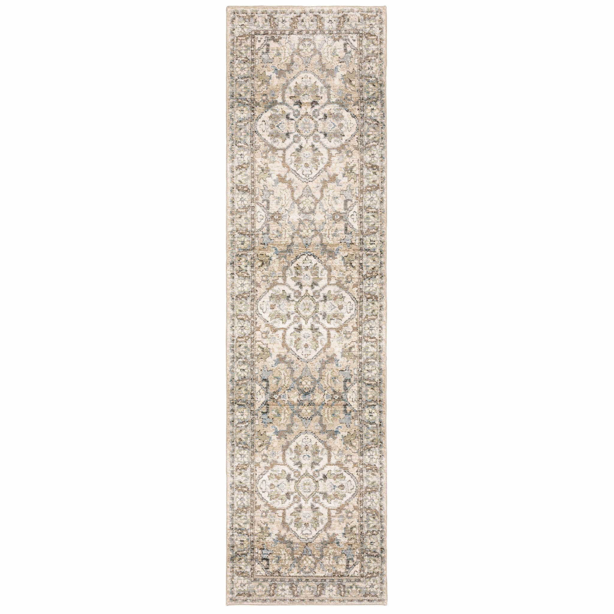 2'X3' Beige And Ivory Medallion Area Rug