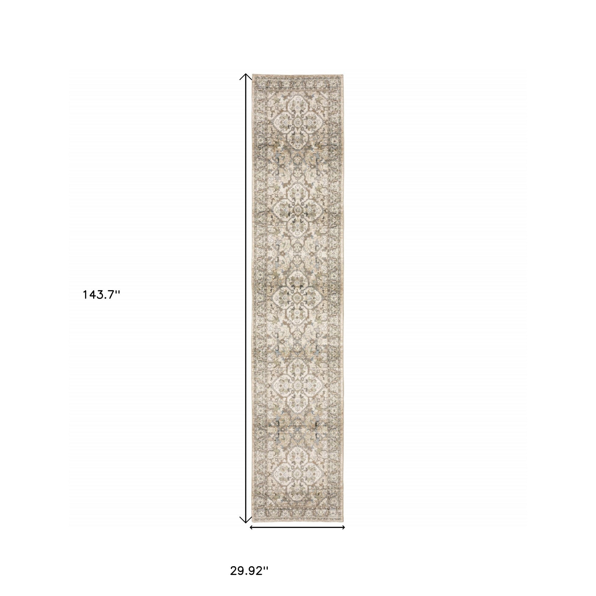 2'X3' Beige And Ivory Medallion Area Rug