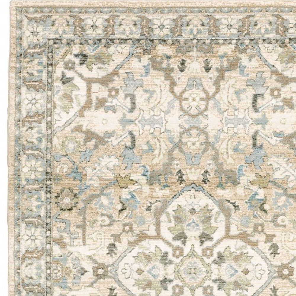 2'X8' Beige And Ivory Medallion Runner Rug