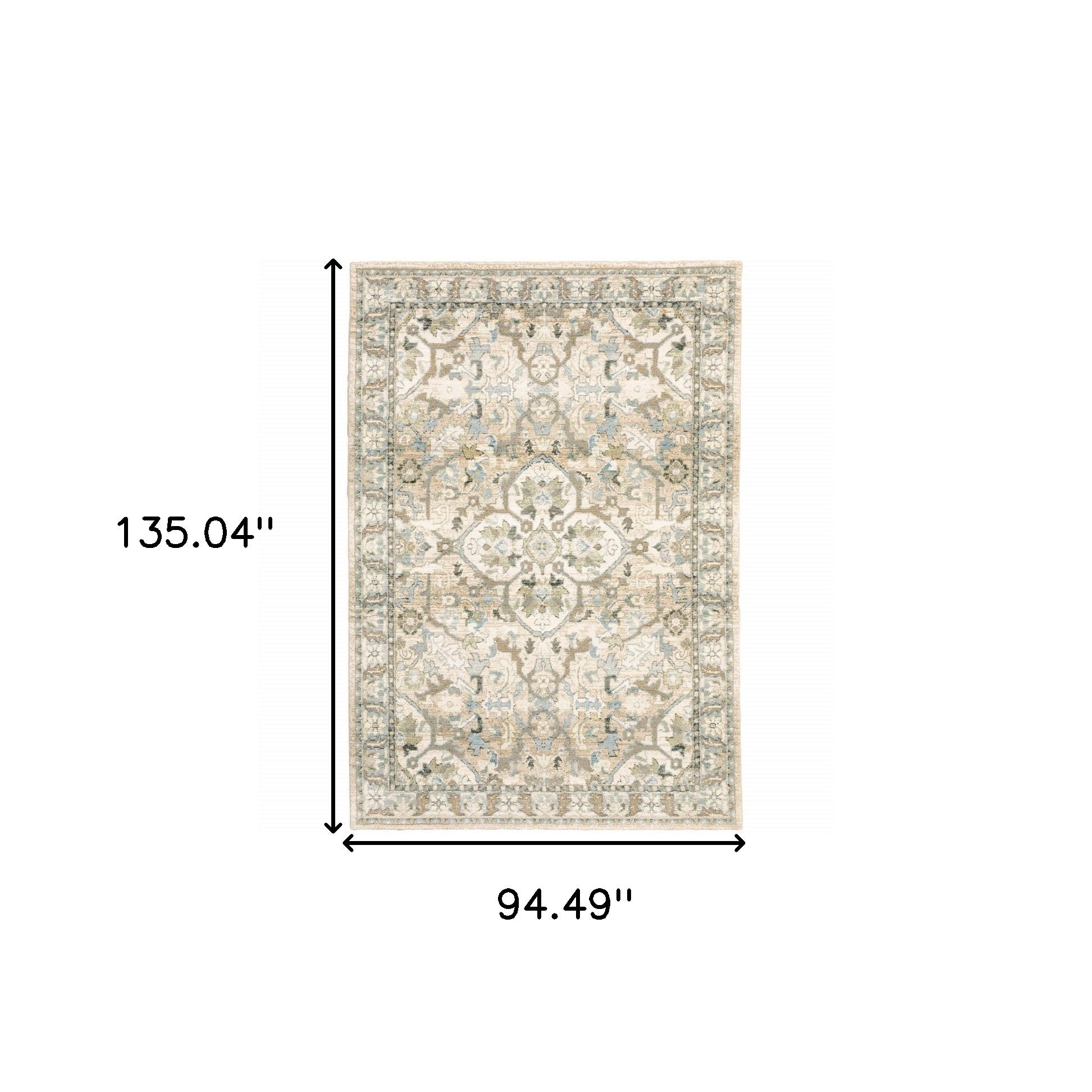 2'X8' Beige And Ivory Medallion Runner Rug