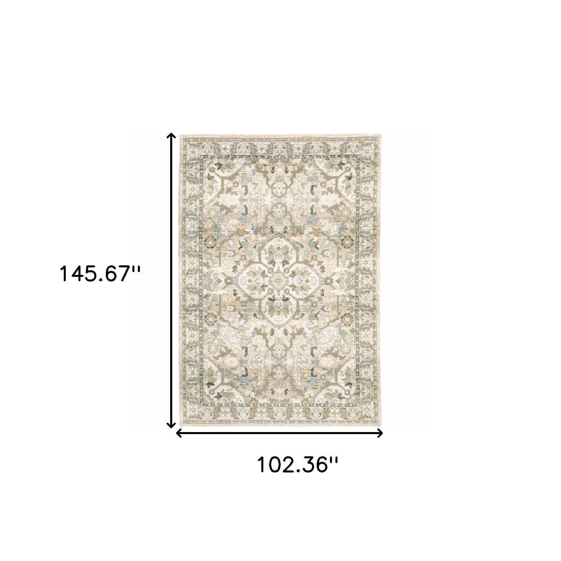 2'X8' Beige And Ivory Medallion Runner Rug