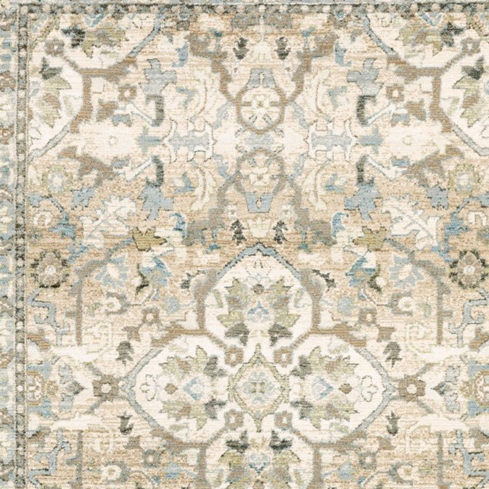 2'X8' Beige And Ivory Medallion Runner Rug