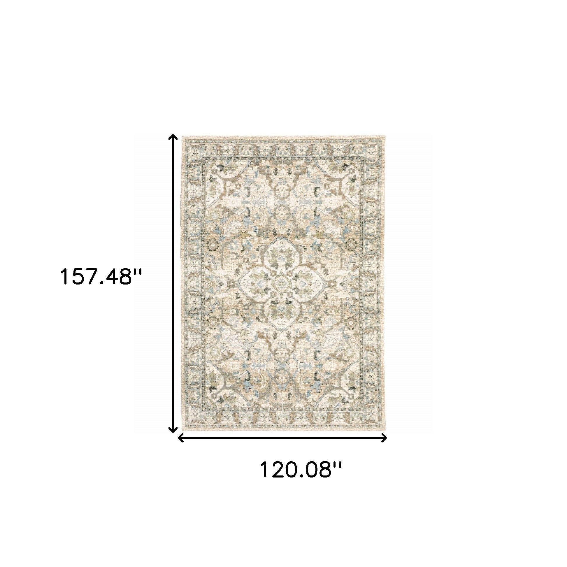 2'X8' Beige And Ivory Medallion Runner Rug