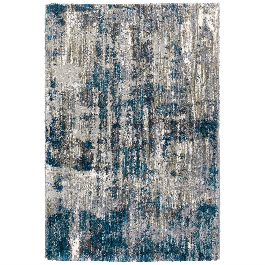 2'X8' Grey And Blue Grey Skies Runner Rug