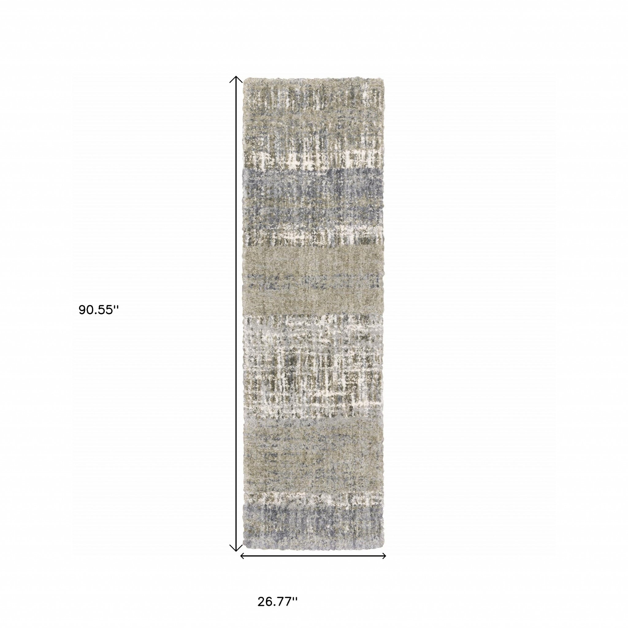 8'X10' Grey And Ivory Abstract Lines  Area Rug