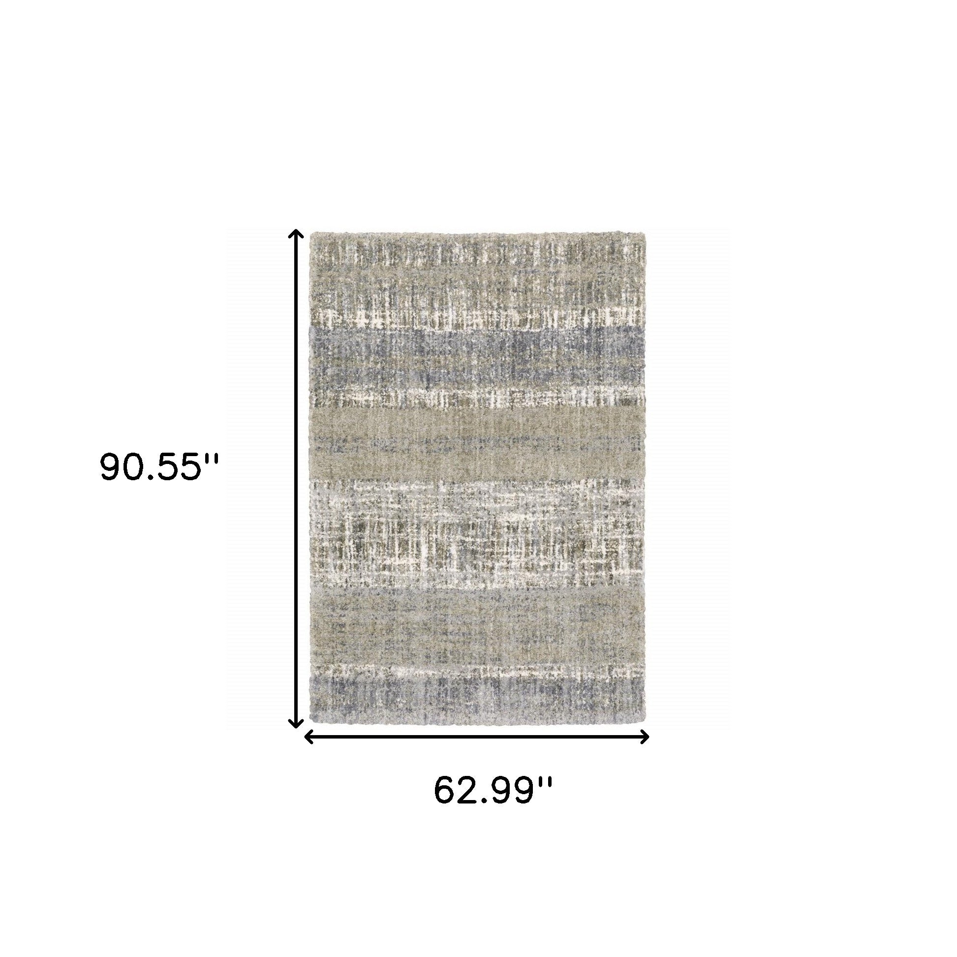 2'X8' Grey And Ivory Abstract Lines  Runner Rug