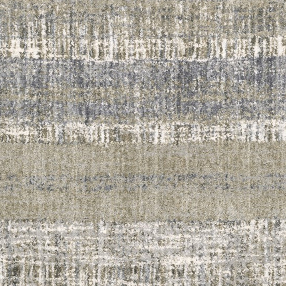 2'X8' Grey And Ivory Abstract Lines  Runner Rug