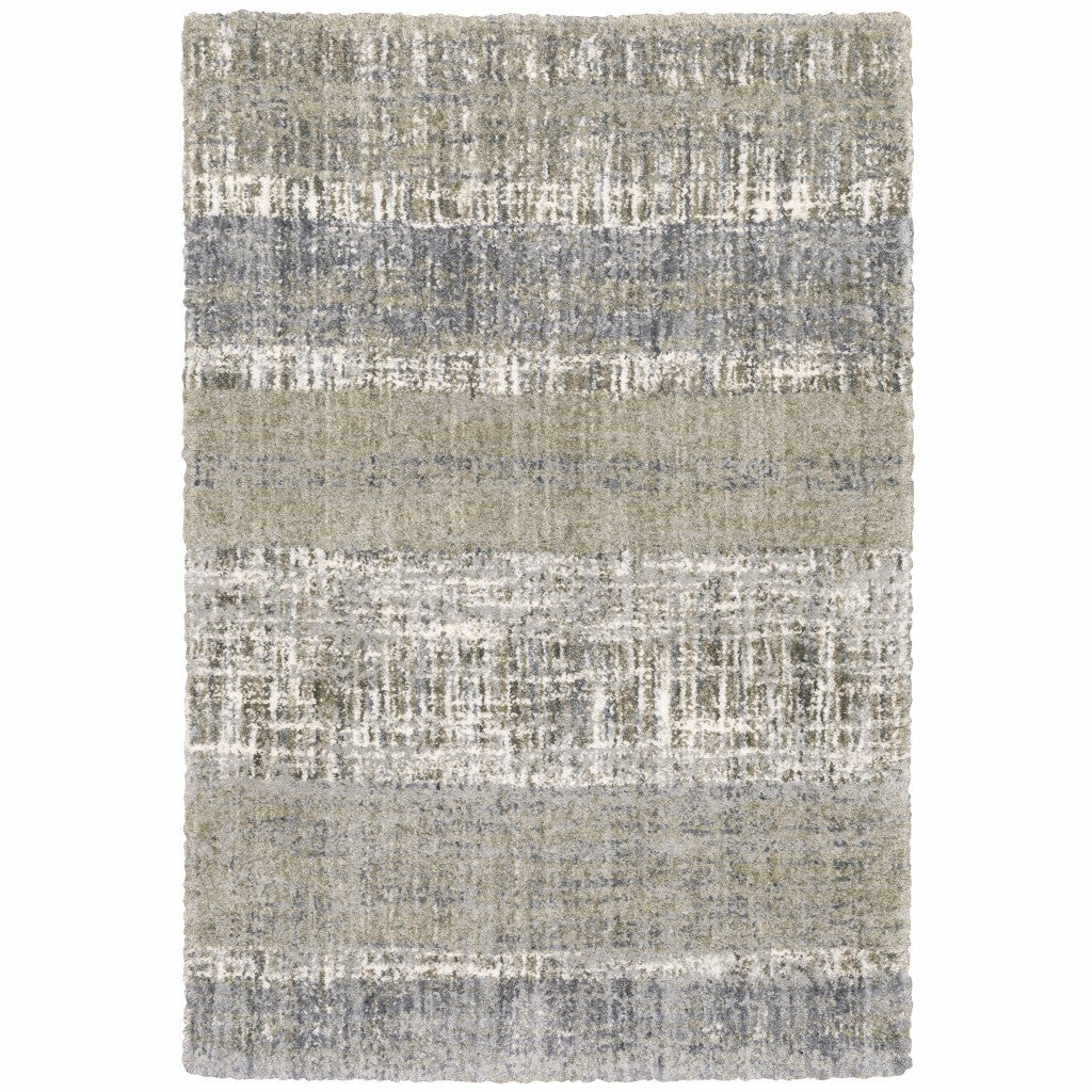 2'X8' Grey And Ivory Abstract Lines  Runner Rug