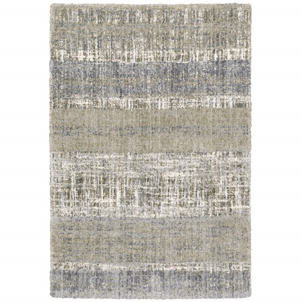 8'X10' Grey And Ivory Abstract Lines  Area Rug