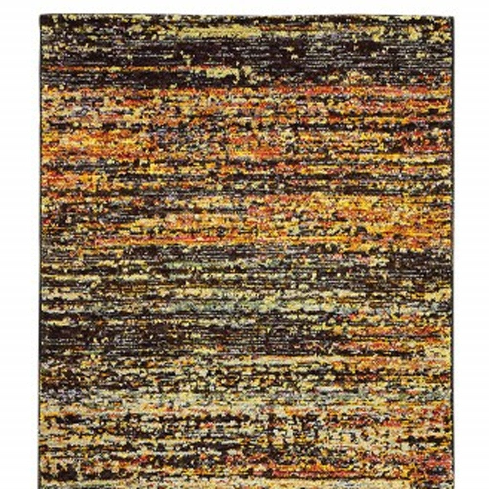 2'X8' Gold And Slate Abstract Runner Rug