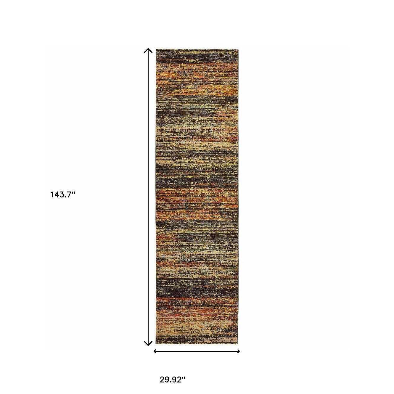 2'X8' Gold And Slate Abstract Runner Rug