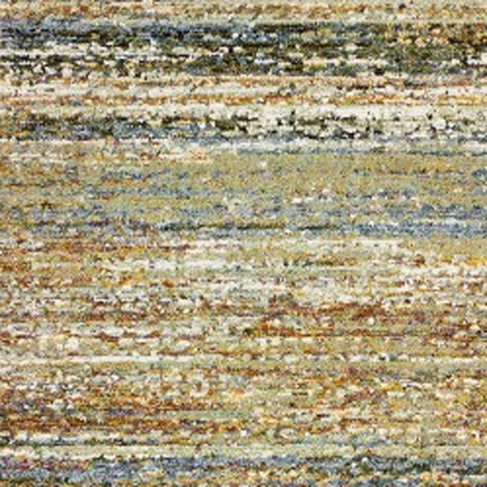 2'X8' Gold And Green Abstract Runner Rug