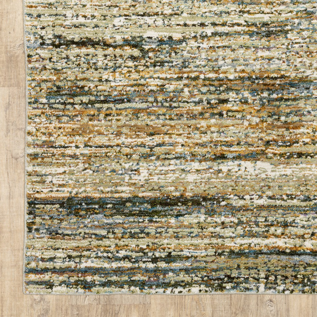 8'X10' Gold And Green Abstract Area Rug