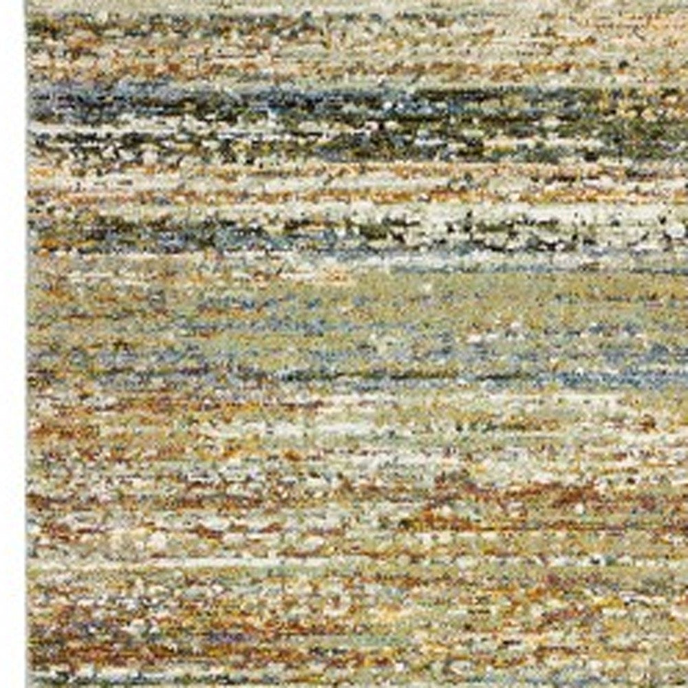 2'X8' Gold And Green Abstract Runner Rug