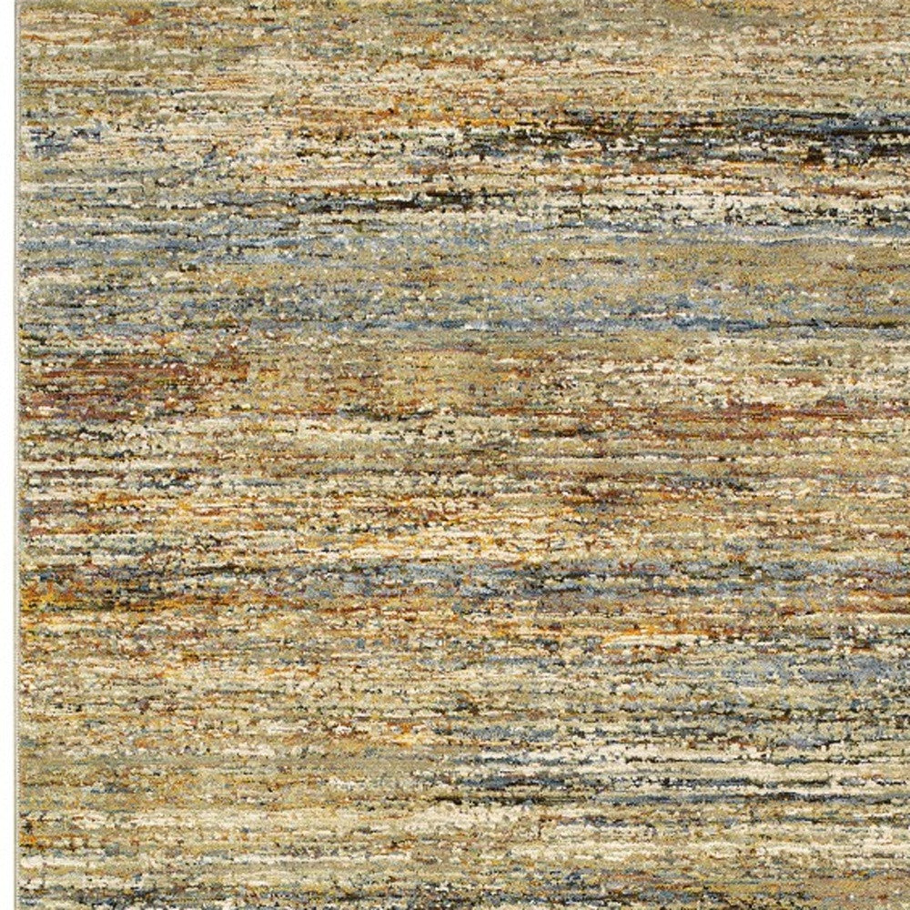 8'X10' Gold And Green Abstract Area Rug