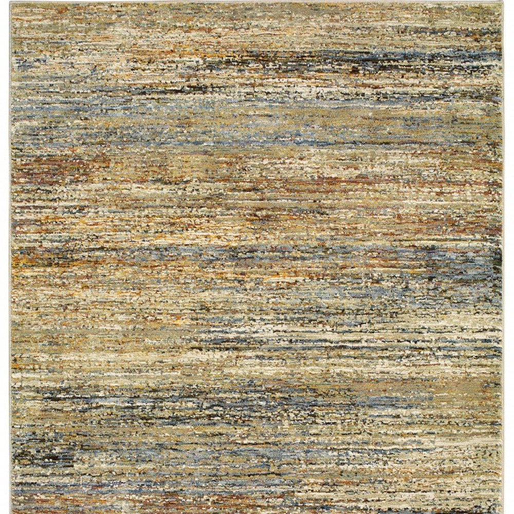 8'X10' Gold And Green Abstract Area Rug