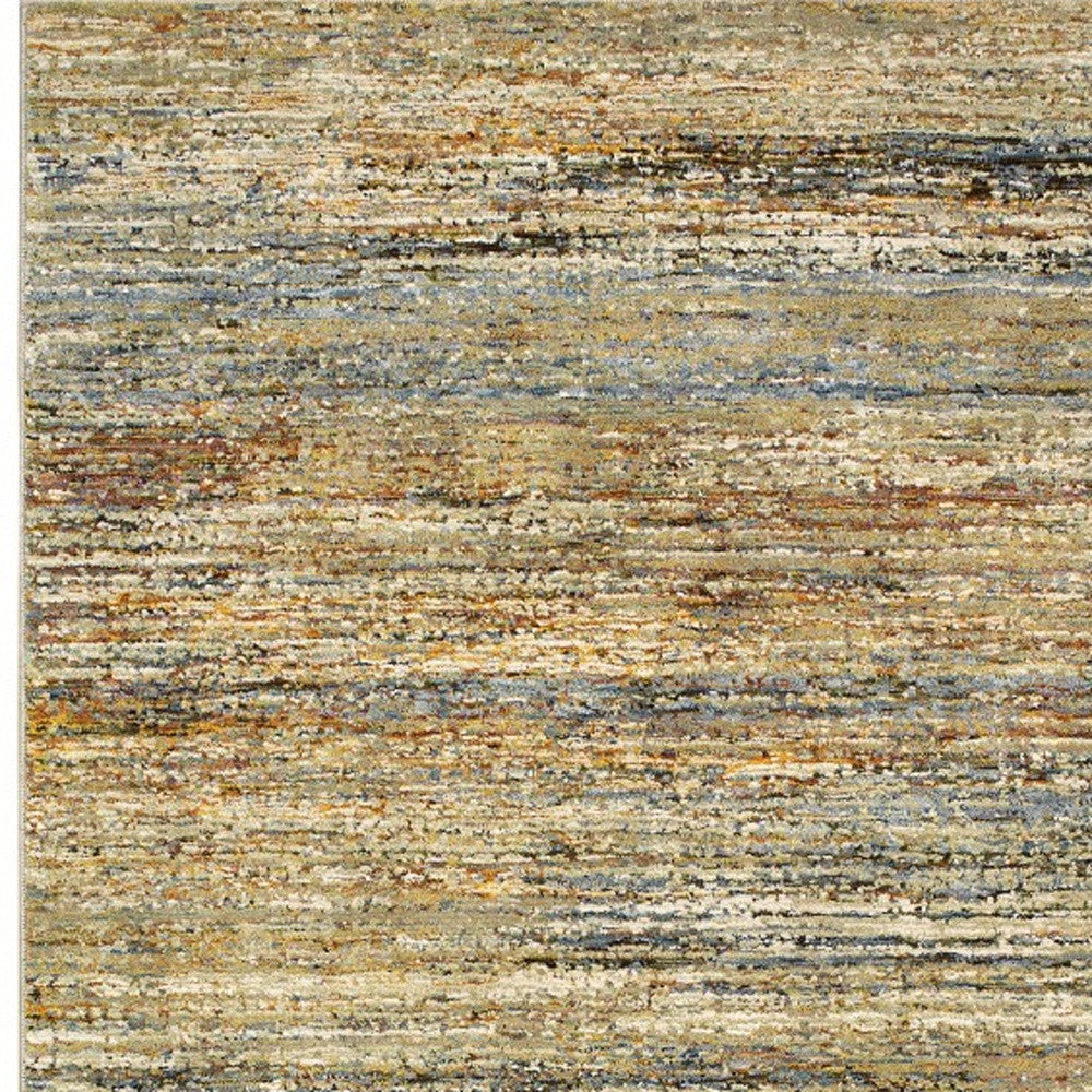 2'X8' Gold And Green Abstract Runner Rug