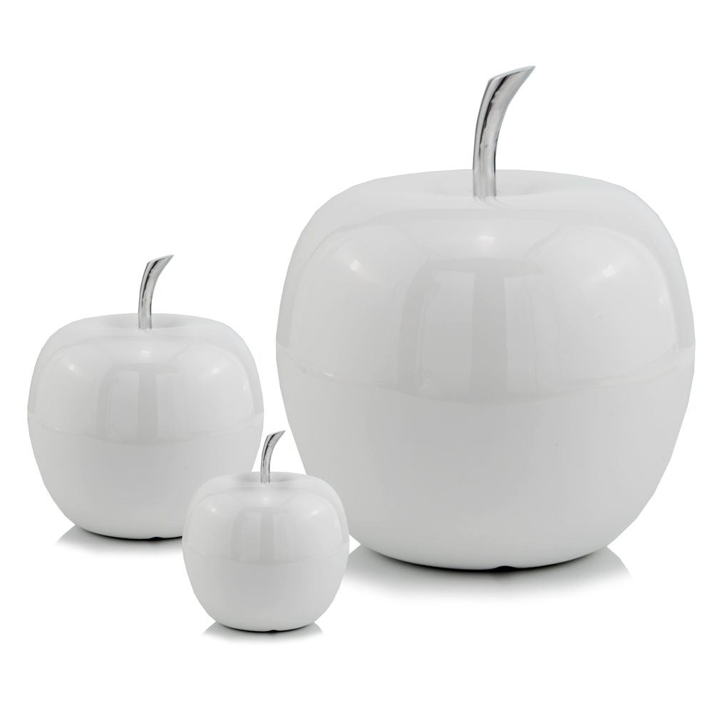 White Medium  Apple Shaped Aluminum Accent Home Decor