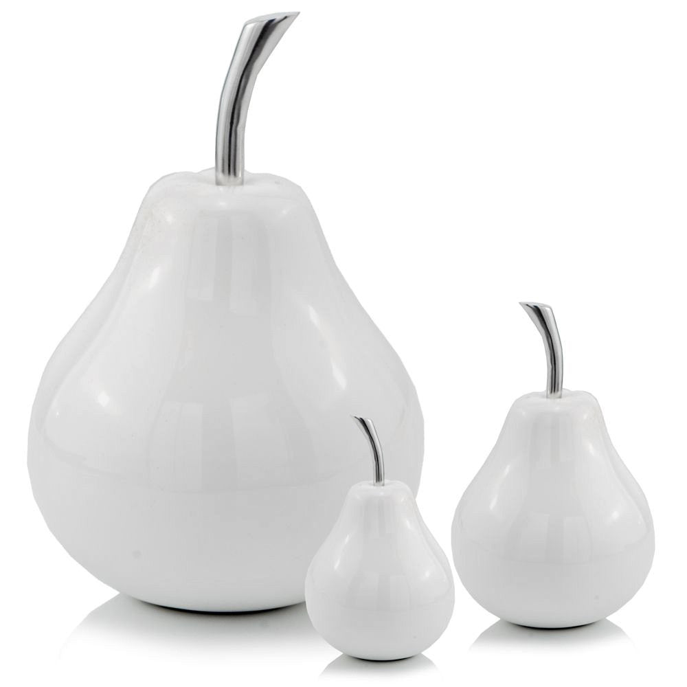 White Medium  Pear Shaped Aluminum Accent Home Decor