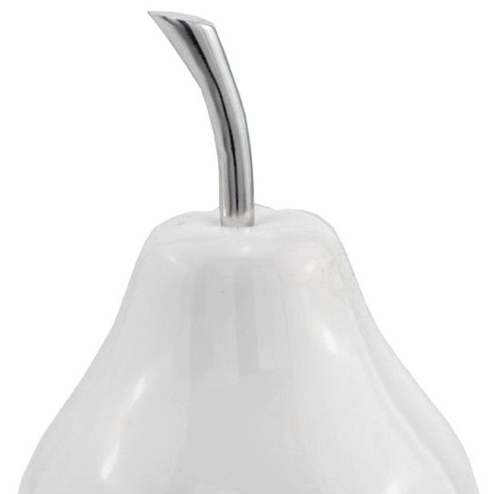 White Medium  Pear Shaped Aluminum Accent Home Decor