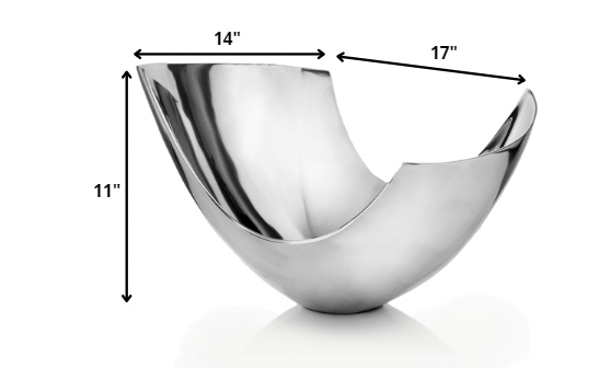 Silver Aluminum Modern Abstract Centerpiece Bowl