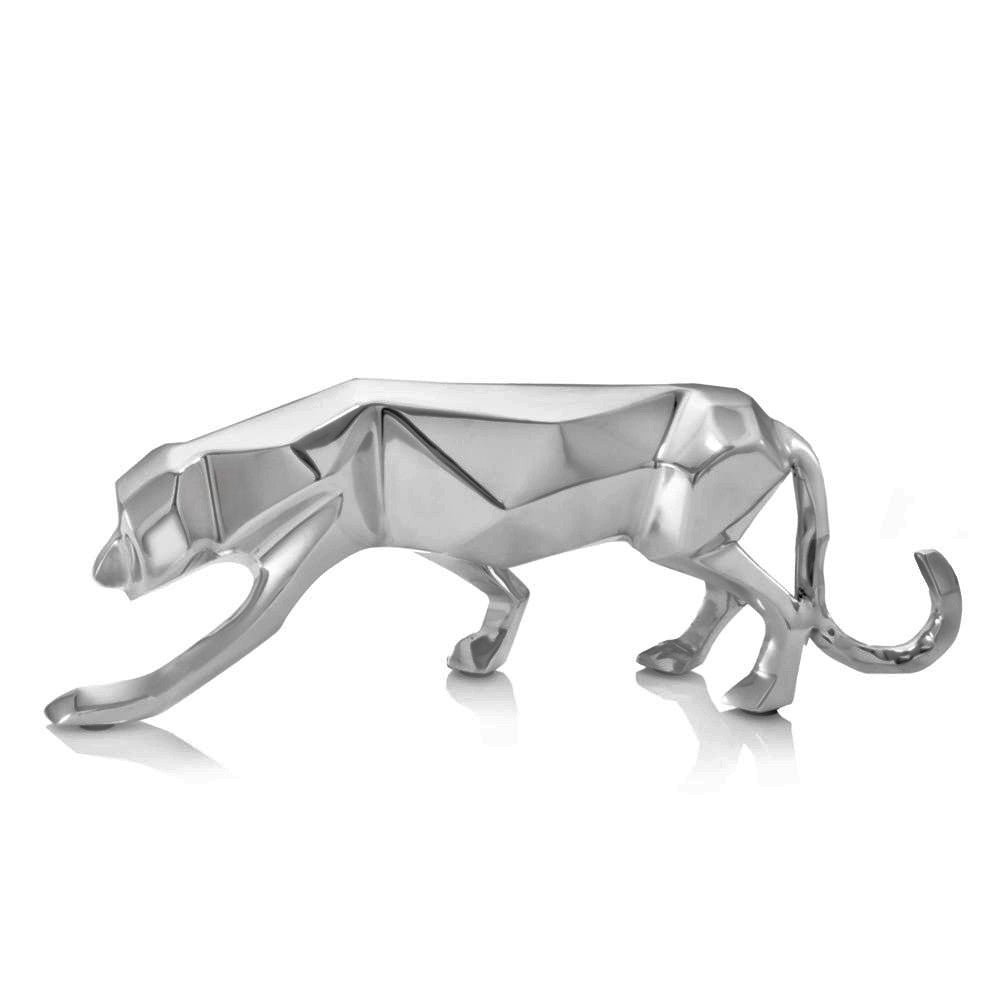 Silver Aluminum Geometric Panther Sculpture