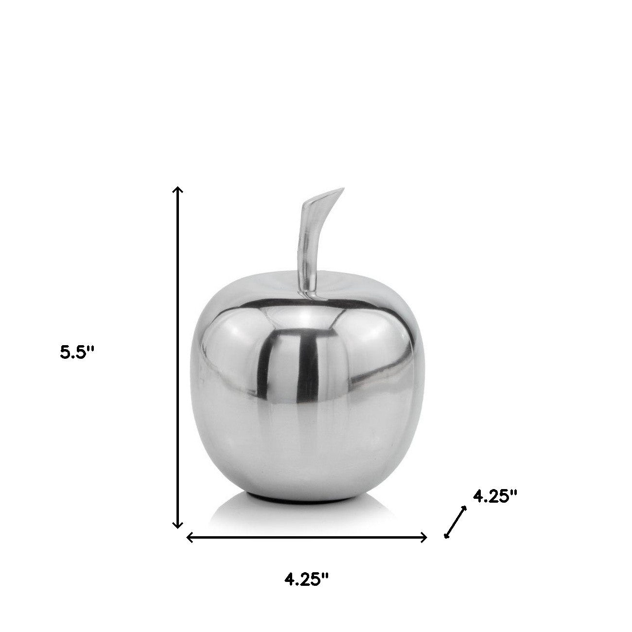 Silver Polished Mini Apple Shaped Aluminum Sculpture