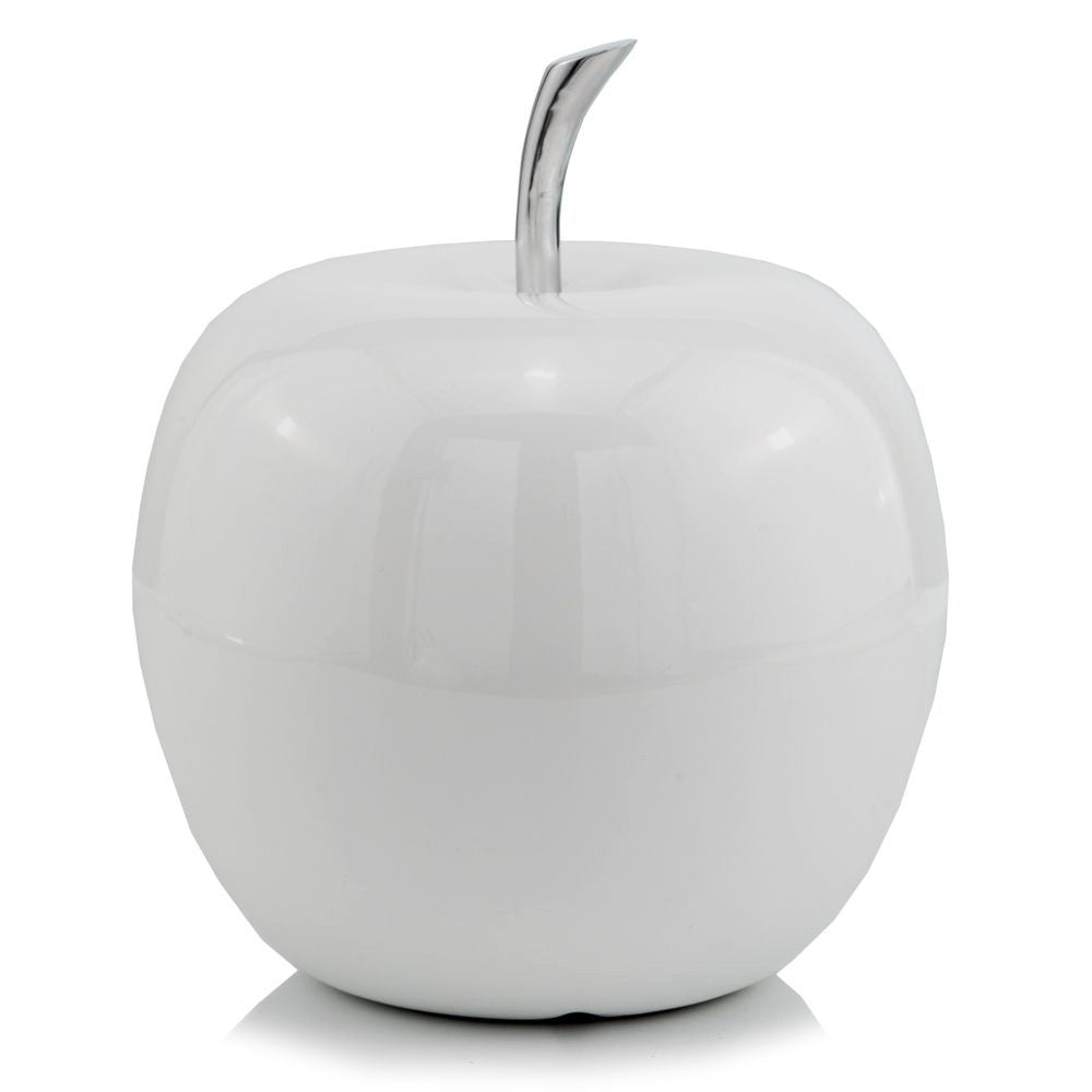 White Coated Mini Apple Shaped Aluminum Accent Home Decor