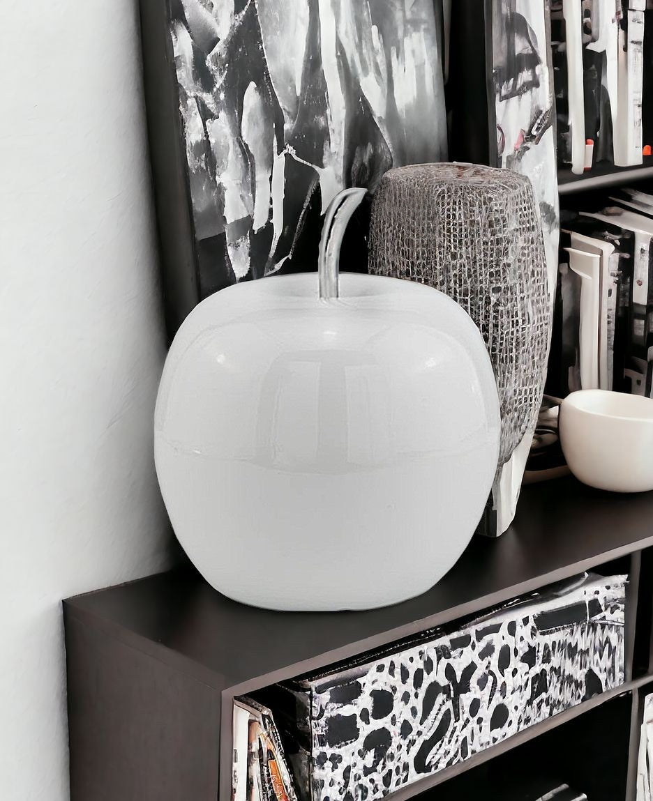 White Coated Mini Apple Shaped Aluminum Accent Home Decor